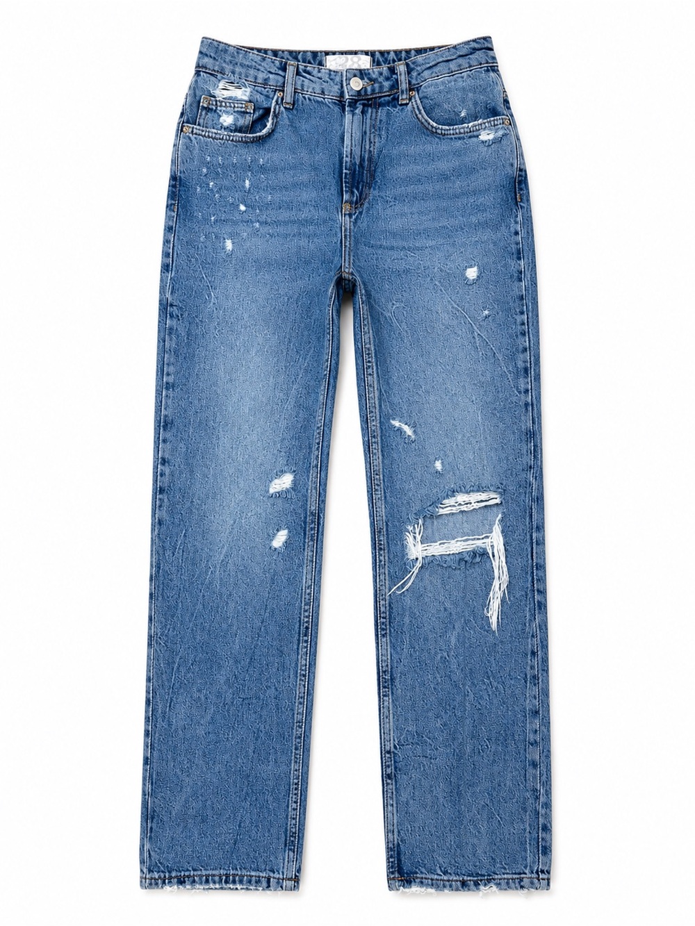 We The Free Free People Distressed Straight Leg Jeans Size 28 Blue